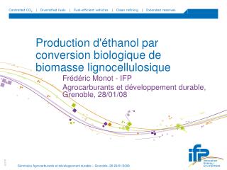 Production d'éthanol par conversion biologique de biomasse lignocellulosique