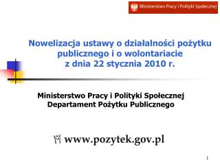 Ministerstwo Pracy i Polityki Społecznej Departament Pożytku Publicznego