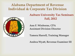 Alabama Department of Revenue 	Individual &amp; Corporate Tax Division