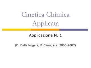 Cinetica Chimica Applicata