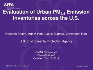 Evaluation of Urban PM 2.5 Emission Inventories across the U.S.