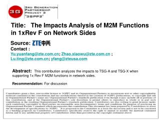 Title: The Impacts Analysis of M2M Functions in 1xRev F on Network Sides