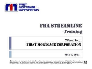 FHA STREAMLINE Training