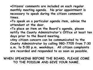 BOARD AGENDA				Regular Meeting PULASKI COUNTY		 Monday, Nov. 24, 1997