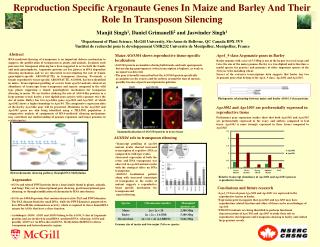 Reproduction Specific Argonaute Genes In Maize and Barley And Their Role In Transposon Silencing