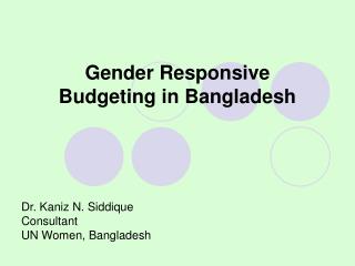 Gender Responsive Budgeting in Bangladesh