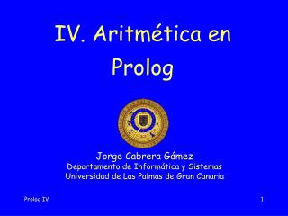 IV. Aritmética en Prolog