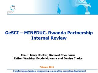GeSCI – MINEDUC, Rwanda Partnership Internal Review
