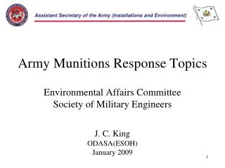 Army Munitions Response Topics Environmental Affairs Committee Society of Military Engineers