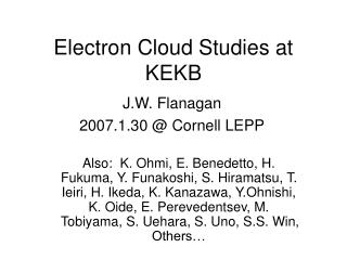 Electron Cloud Studies at KEKB