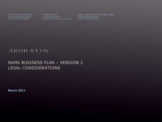 NAMA BUSINESS PLAN – VERSION 2 LEGAL CONSIDERATIONS
