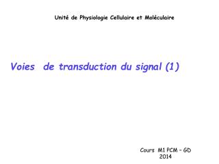 Voies de transduction du signal (1)