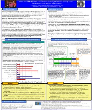 Instructor and Institutional Assessments of Teaching Effectiveness: Faculty Views