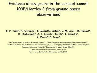 Evidence of icy grains in the coma of comet 103P/Hartley 2 from ground based observations