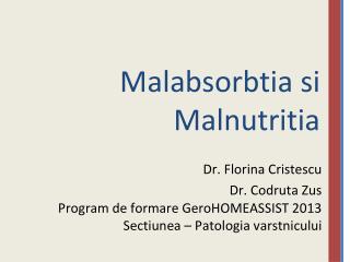 Malabsorbtia si Malnutritia