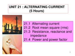UNIT 21 : ALTERNATING CURRENT 		 (5 Hours)