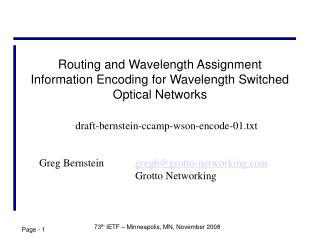 Routing and Wavelength Assignment Information Encoding for Wavelength Switched Optical Networks