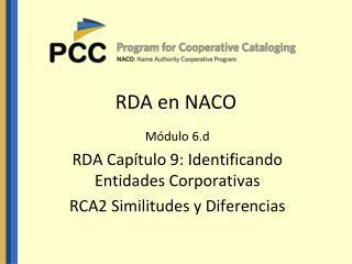 RDA en NACO