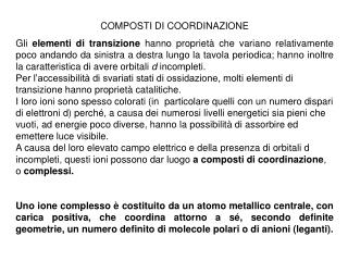 COMPOSTI DI COORDINAZIONE