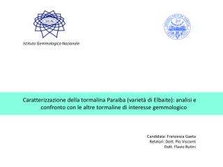 Candidata: Francesca Gaeta Relatori: Dott. Pio Visconti Dott. Flavio Butini