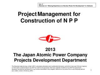 Project Management for Construction of N P P