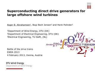 Superconducting direct drive generators for large offshore wind turbines