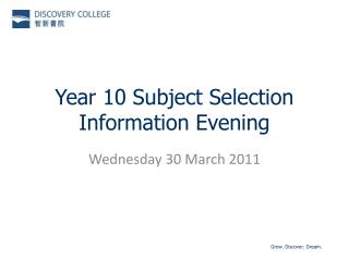 Year 10 Subject Selection Information Evening