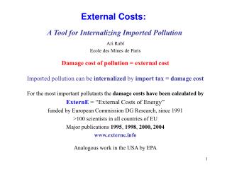 External Costs: A Tool for Internalizing Imported Pollution