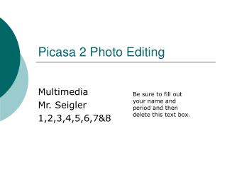 Picasa 2 Photo Editing