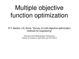 Multiple objective function optimization