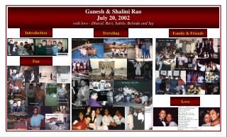 Ganesh & Shalini Rao July 20, 2002 with love - Dhaval, Ravi, Sakila, Belinda and Saj
