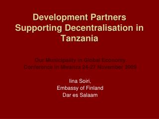 Development Partners Supporting Decentralisation in Tanzania