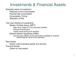 Investments &amp; Financial Assets