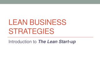 Lean Business Strategies