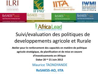 Suivi/evaluation des politiques de developpements agricole et Rurale