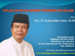 oleh: Drs. H. Syafruddin Amir, M.M