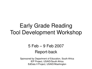 Early Grade Reading Tool Development Workshop