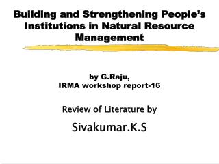 Review of Literature by Sivakumar.K.S
