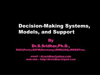 Decision-Making Systems, Models, and Support