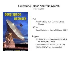 Goldstone Lunar Neutrino Search Nov. 16 2000