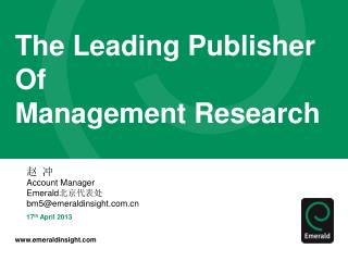 The Leading Publisher Of Management Research