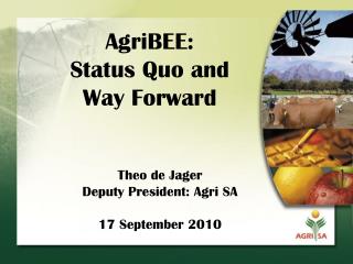 AgriBEE: Status Quo and Way Forward