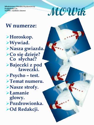 Młodzieżowy Ośrodek Wychowawczy Podgłębokie 1A 15/2009 – wydanie zimowe