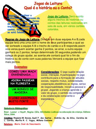 Jogos de Leitura Qual é a história ou o Conto?