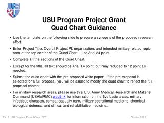 USU Program Project Grant Quad Chart Guidance