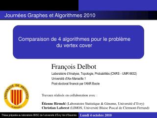 Comparaison de 4 algorithmes pour le problème du vertex cover