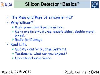 Silicon Detector “ Basics ”