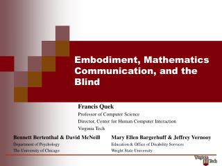 Embodiment, Mathematics Communication, and the Blind