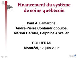 Financement du système de soins québécois