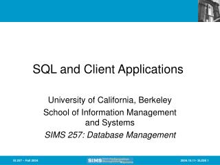 SQL and Client Applications